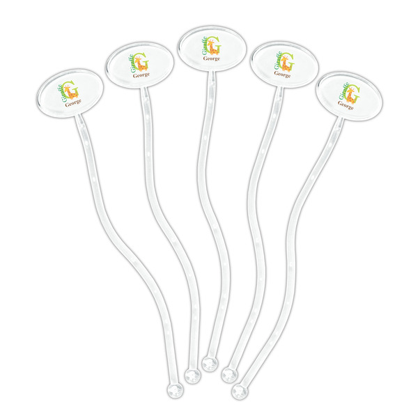 Animal Alphabet Clear Plastic 7" Stir Stick - Oval - Fan