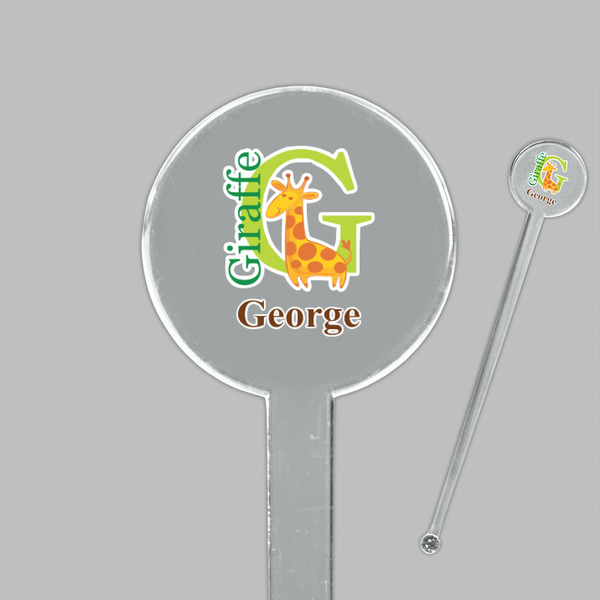 Animal Alphabet Clear Plastic 7" Stir Stick - Round - Closeup