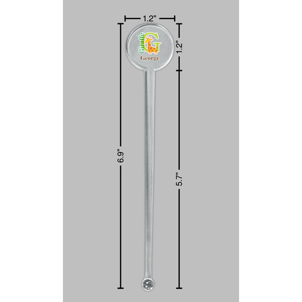 Animal Alphabet Clear Plastic 7" Stir Stick - Round - Dimensions