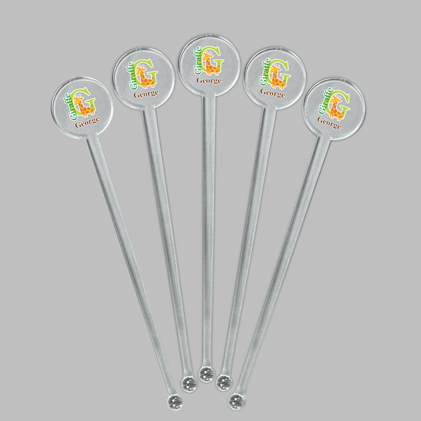 Animal Alphabet Clear Plastic 7" Stir Stick - Round - Fan View
