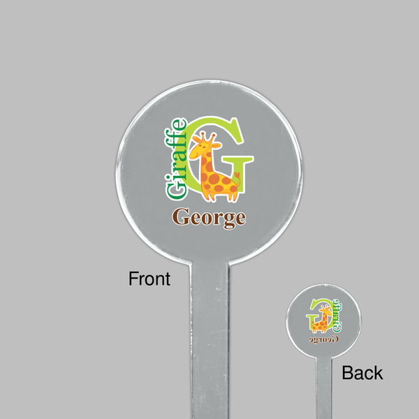 Animal Alphabet Clear Plastic 7" Stir Stick - Round - Front & Back