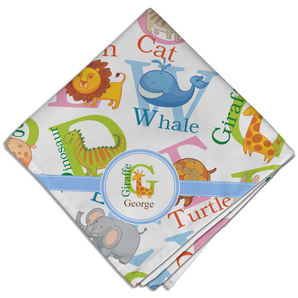 Animal Alphabet Cloth Napkins - Personalized Dinner (Folded Four Corners)