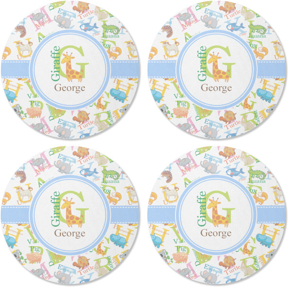 Animal Alphabet Coaster Round Rubber Back - Apvl
