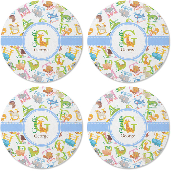 Animal Alphabet Coaster Round Rubber Back - Apvl