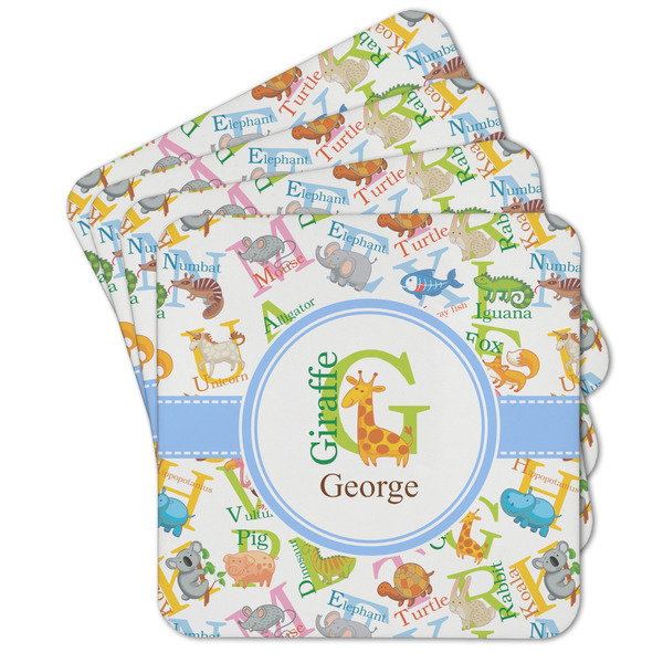 Custom Animal Alphabet Cork Coaster - Set of 4 w/ Name or Text