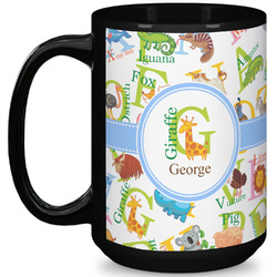 Animal Alphabet 15 Oz Coffee Mug - Black (Personalized)