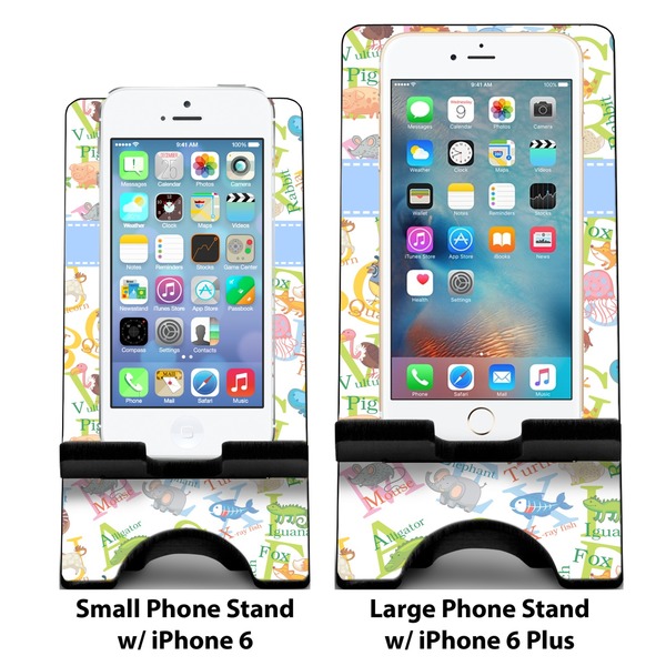 Animal Alphabet Compare Phone Stand Sizes - with iPhones