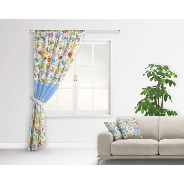 Animal Alphabet Curtain With Window and Rod - in Room Matching Pillow