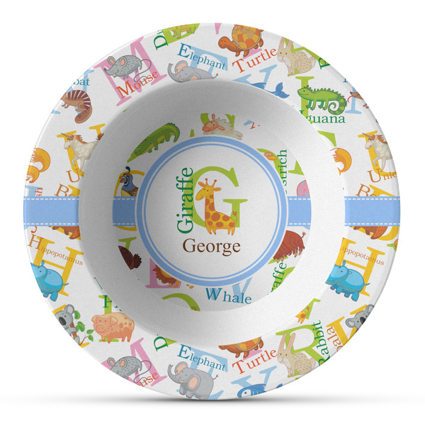 Custom Animal Alphabet Plastic Bowl - Microwave Safe - Composite Polymer (Personalized)