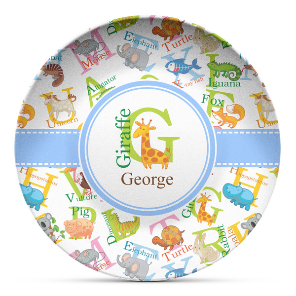 Custom Animal Alphabet Microwave Safe Plastic Plate - Composite Polymer (Personalized)