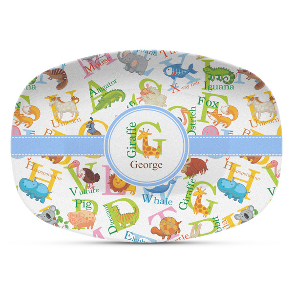 Custom Animal Alphabet Plastic Platter - Microwave & Oven Safe Composite Polymer (Personalized)