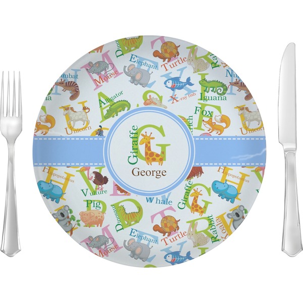 Custom Animal Alphabet Glass Lunch / Dinner Plate 10" (Personalized)