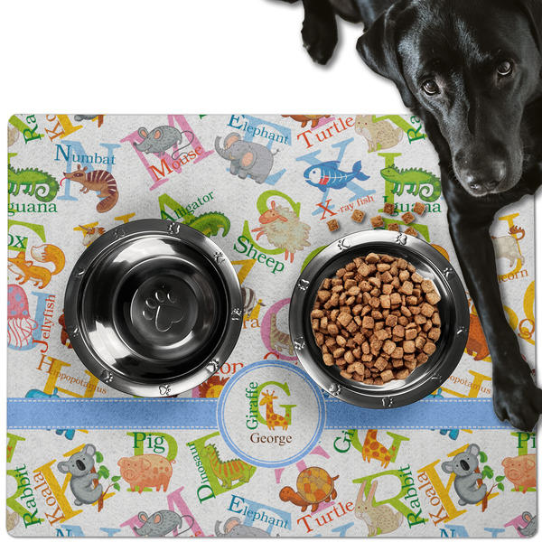 Custom Animal Alphabet Dog Food Mat - Large w/ Name or Text