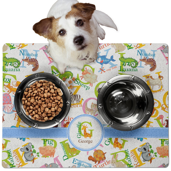 Custom Animal Alphabet Dog Food Mat - Medium w/ Name or Text