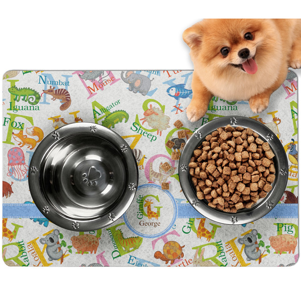 Custom Animal Alphabet Dog Food Mat - Small w/ Name or Text