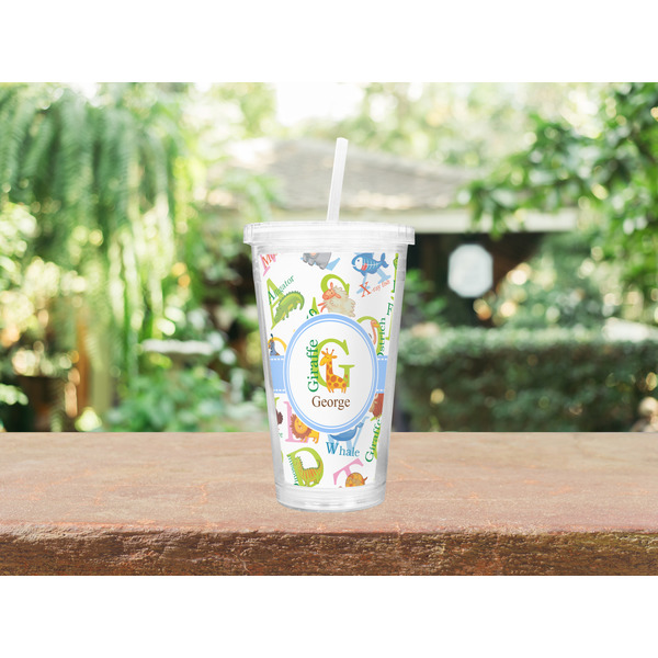 Animal Alphabet Double Wall Tumbler with Straw Lifestyle