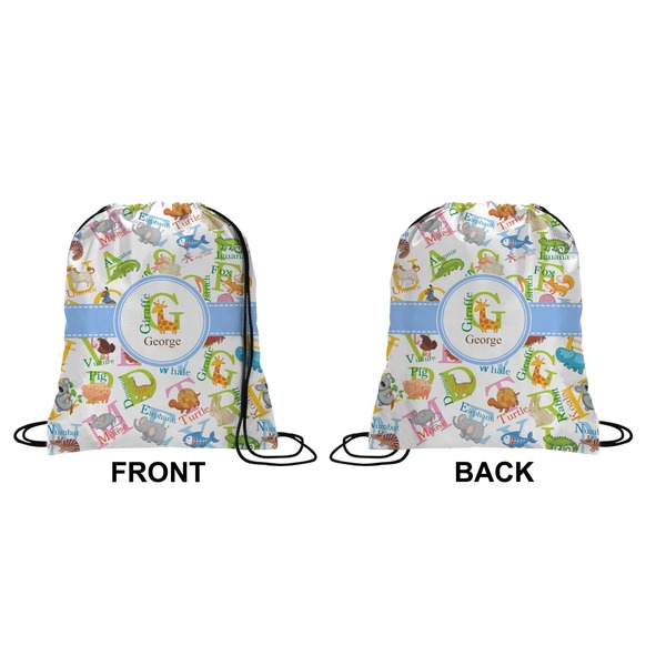 Animal Alphabet Drawstring Backpack Front & Back Medium