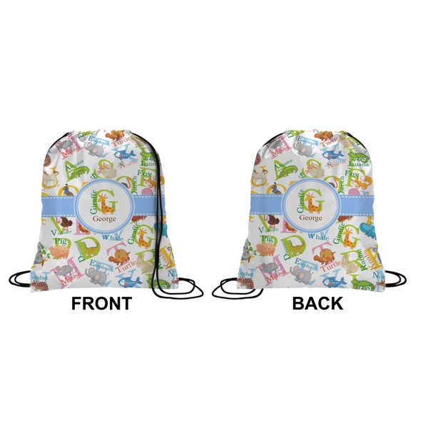 Animal Alphabet Drawstring Backpack Front & Back Small