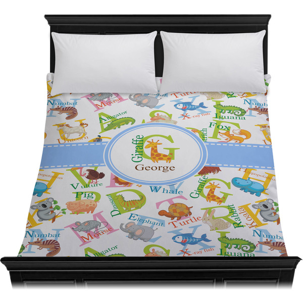 Animal Alphabet Duvet Cover - Queen - On Bed - No Prop