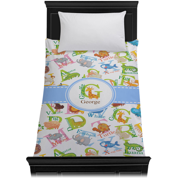 Animal Alphabet Duvet Cover - Twin - On Bed - No Prop