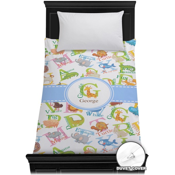 Custom Animal Alphabet Duvet Cover - Twin (Personalized)