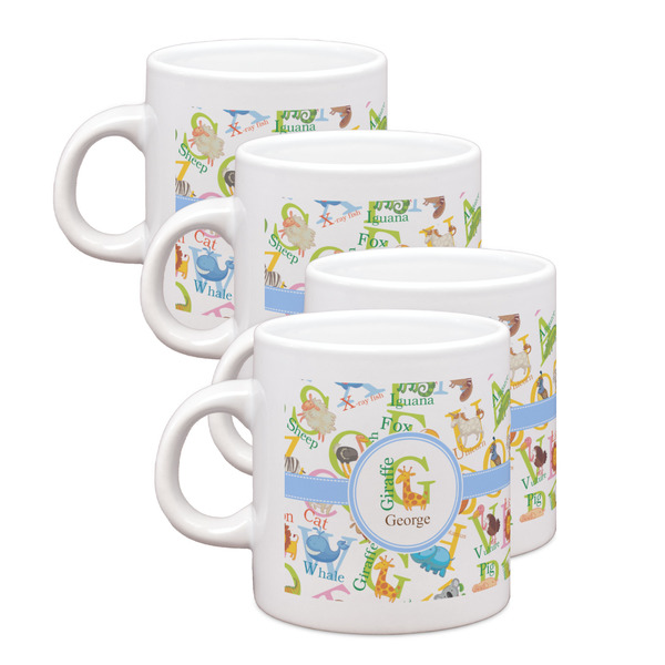 Custom Animal Alphabet Single Shot Espresso Cups - Set of 4 (Personalized)