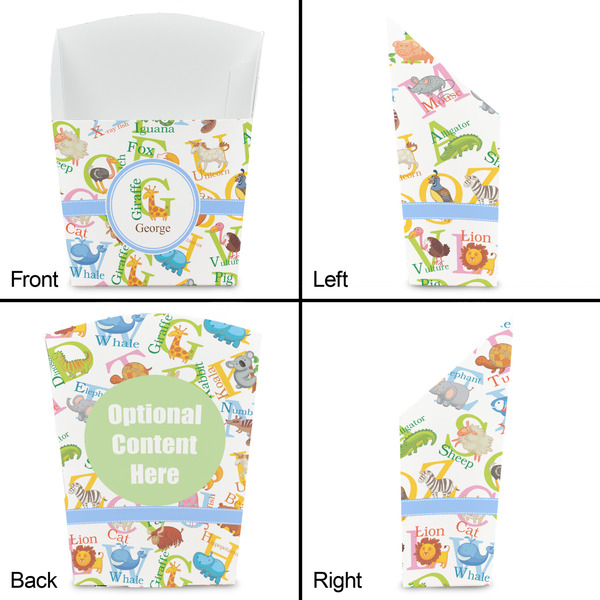 Animal Alphabet French Fry Favor Box - Front & Back View