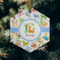 Animal Alphabet Frosted Glass Ornament - Hexagon (Lifestyle)