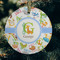 Animal Alphabet Frosted Glass Ornament - Round (Lifestyle)