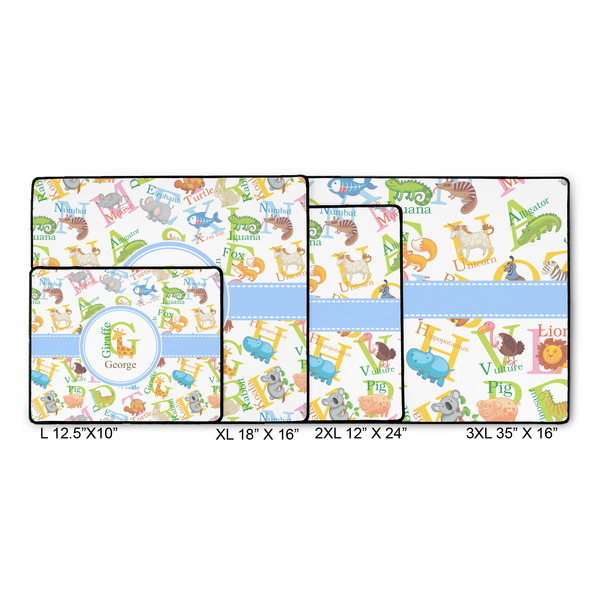 Animal Alphabet Gaming Mats - SIZE CHART