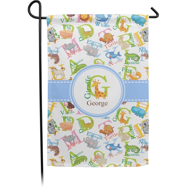 Custom Animal Alphabet Small Garden Flag - Double Sided w/ Name or Text
