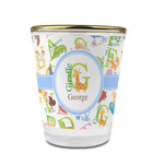 Animal Alphabet Glass Shot Glass - 1.5 oz - with Gold Rim - Set of 4 (Personalized)