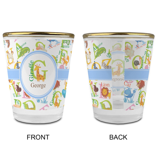 Animal Alphabet Glass Shot Glass - with gold rim - APPROVAL