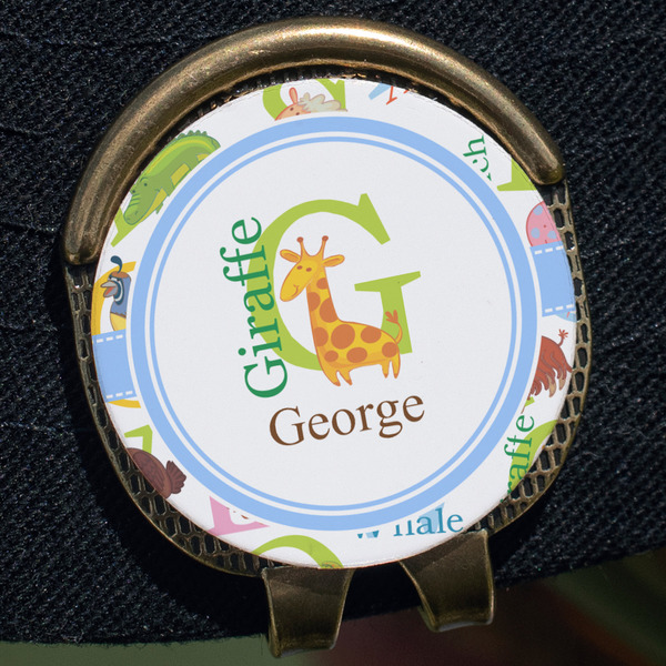Animal Alphabet Golf Ball Marker Hat Clip - Gold - Close Up