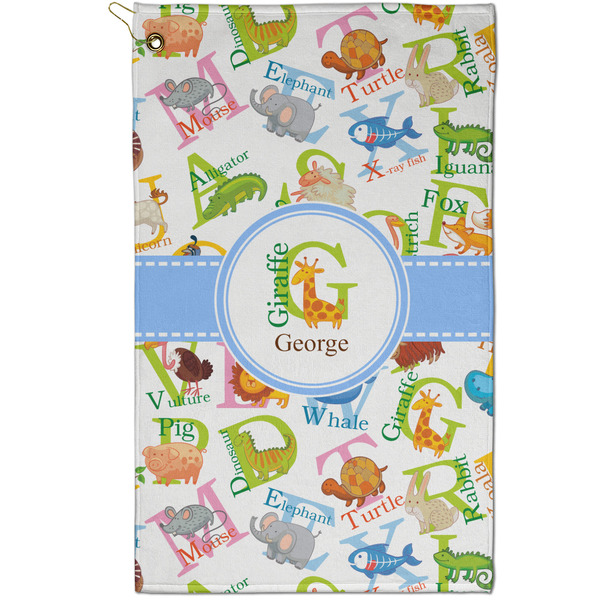 Custom Animal Alphabet Golf Towel - Poly-Cotton Blend - Small w/ Name or Text
