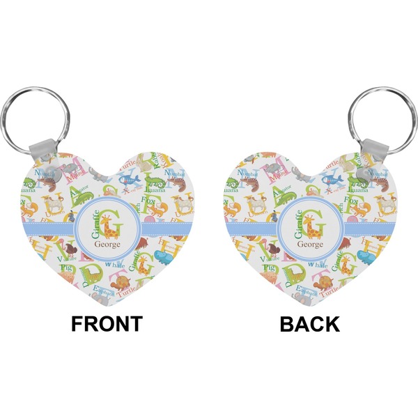Animal Alphabet Heart Keychain (Front + Back)