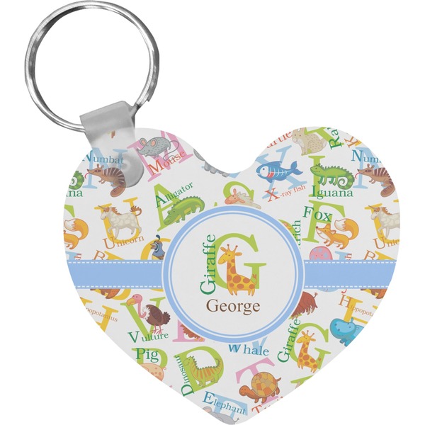 Custom Animal Alphabet Heart Plastic Keychain w/ Name or Text