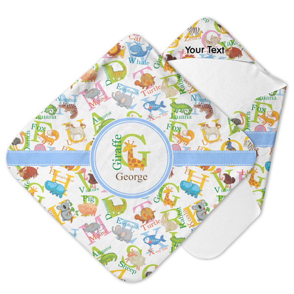 Custom Animal Alphabet Hooded Baby Towel (Personalized)