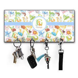 Animal Alphabet Key Hanger w/ 4 Hooks w/ Graphics and Text