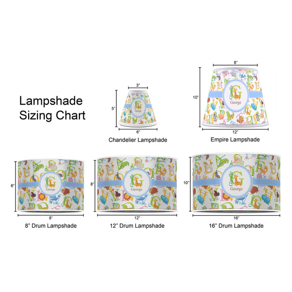 Animal Alphabet Lampshade Sizing Chart