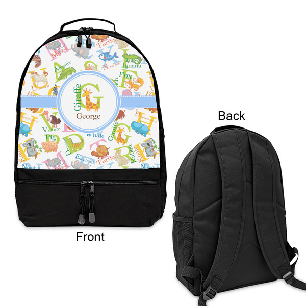 Animal Alphabet Large Backpack - Black - Front & Back View