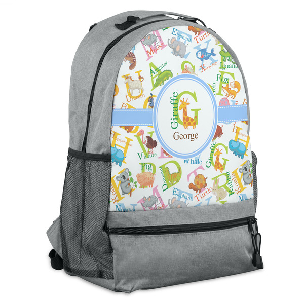 Custom Animal Alphabet Backpack - Grey (Personalized)