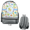 Animal Alphabet Large Backpack - Gray - Front & Back View