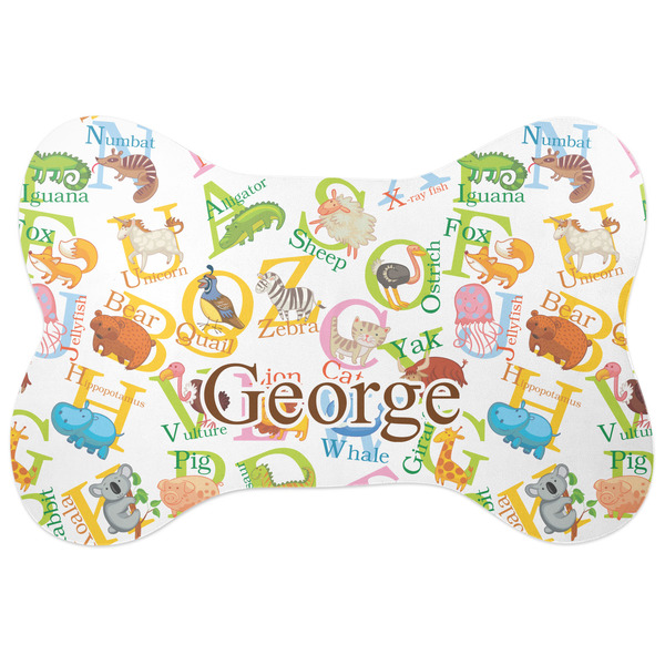 Custom Animal Alphabet Bone Shaped Dog Food Mat (Personalized)