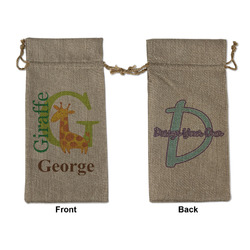 Animal Alphabet Large Burlap Gift Bag - Front & Back (Personalized)
