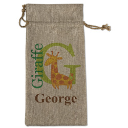 Animal Alphabet Large Burlap Gift Bag - Front (Personalized)