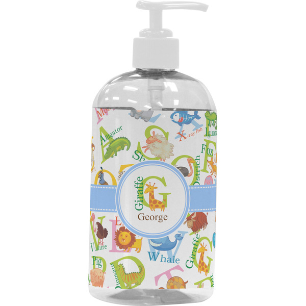 Custom Animal Alphabet Plastic Soap / Lotion Dispenser (16 oz - Large - White) (Personalized)