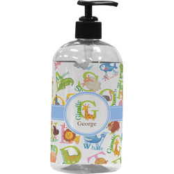 Animal Alphabet Plastic Soap / Lotion Dispenser (16 oz - Large - Black) (Personalized)