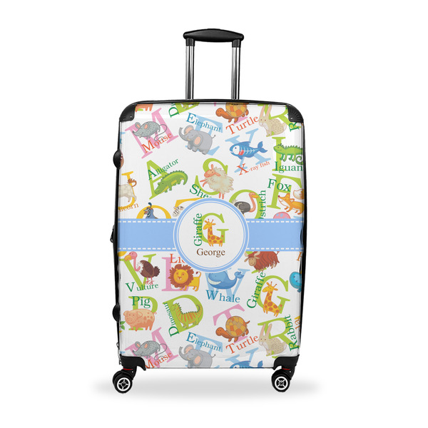 Custom Animal Alphabet Suitcase - 28" Large - Checked w/ Name or Text