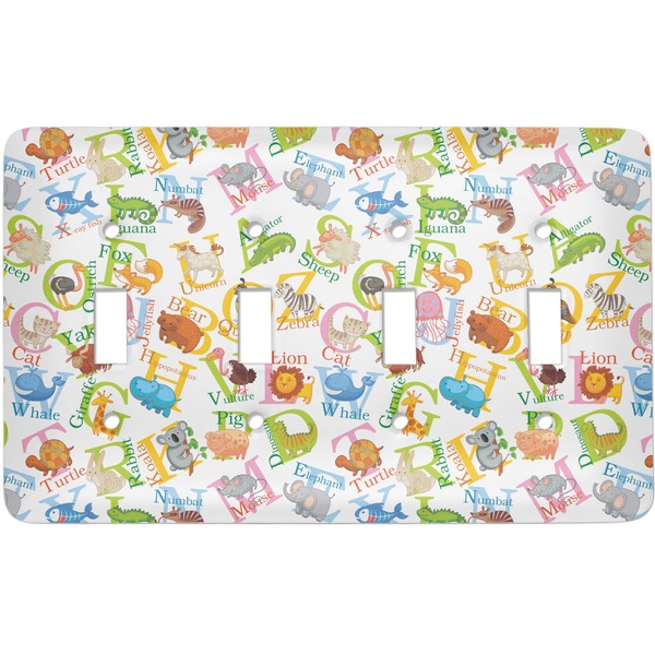 Custom Animal Alphabet Light Switch Cover (4 Toggle Plate)